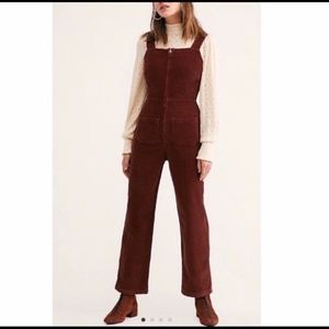 Free People Luna Corduroy One Piece Overalls Sz 2